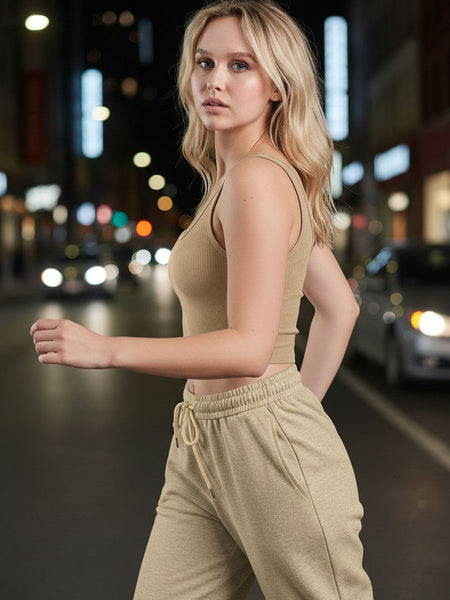 beige top