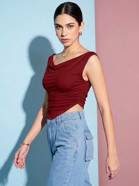 maroon top