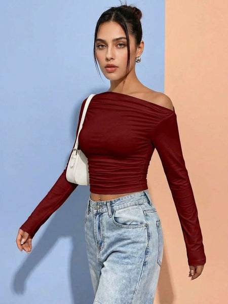 maroon top