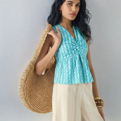 light blue top