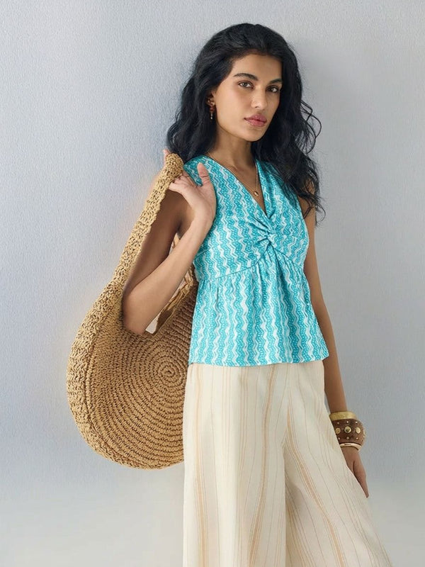 light blue top