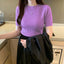 Lavender Women’s Slim Fit Solid Rib Knit Stretchable Top Istyle Can