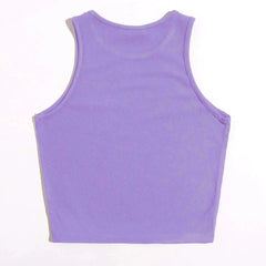 Women's Crew Neck Sleeveless Solid Rib Knit Lavender Crop Tank Top Istyle Can