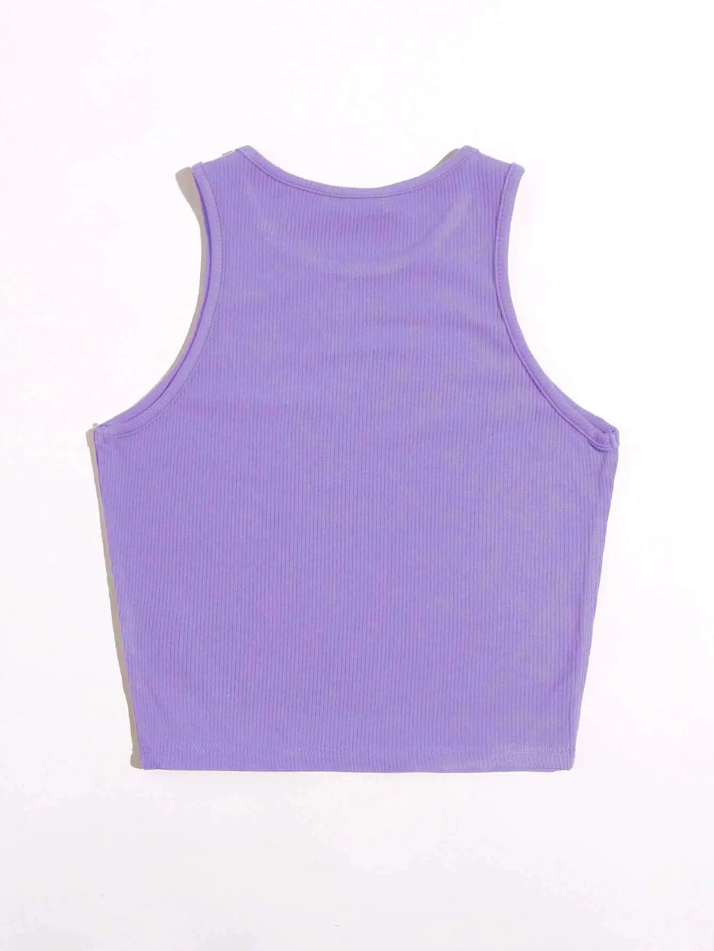 Women's Crew Neck Sleeveless Solid Rib Knit Lavender Crop Tank Top Istyle Can