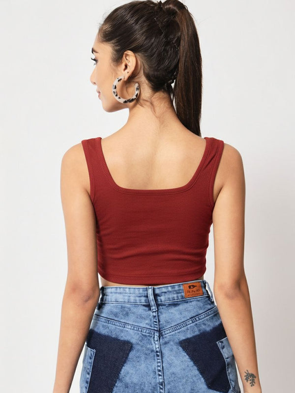 maroon top
