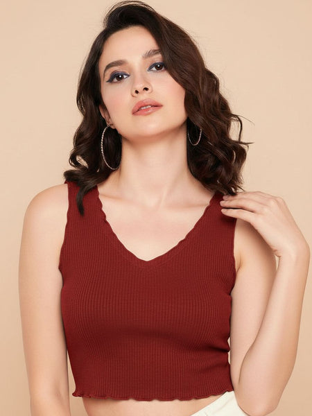 maroon top