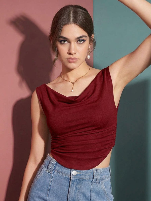 maroon top