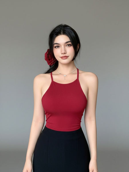 maroon top
