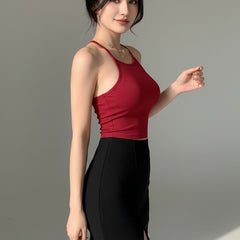 maroon top