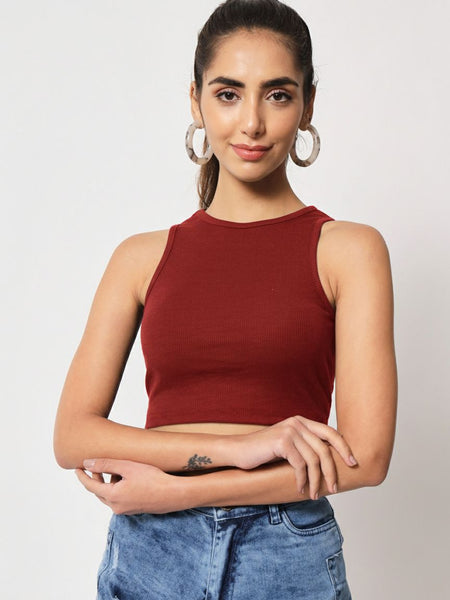 maroon top