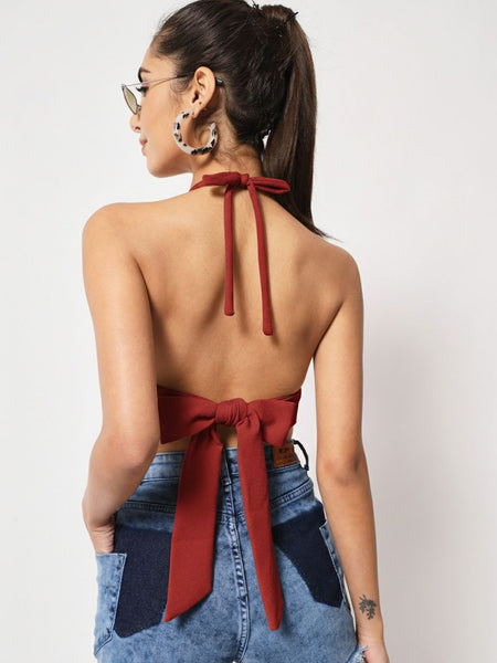 maroon top