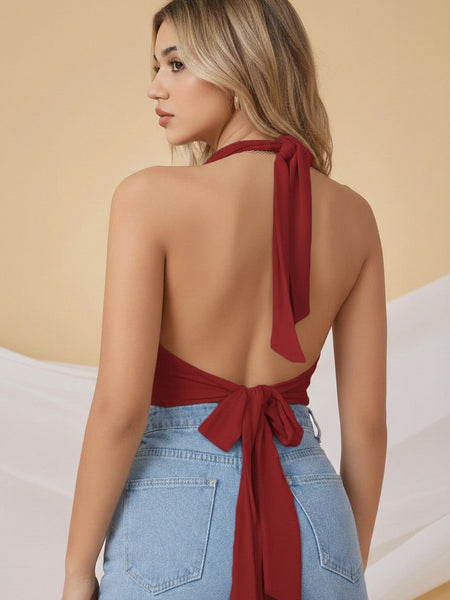 maroon top