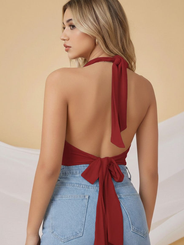 maroon top