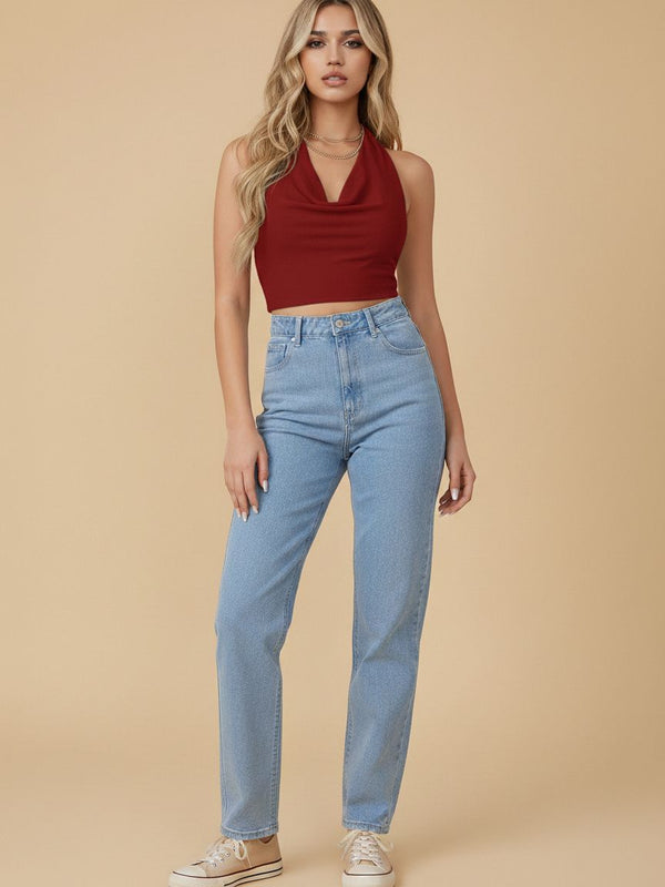 maroon top
