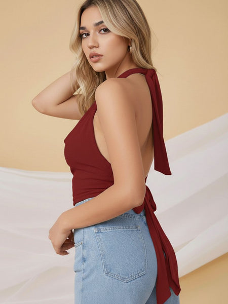 maroon top