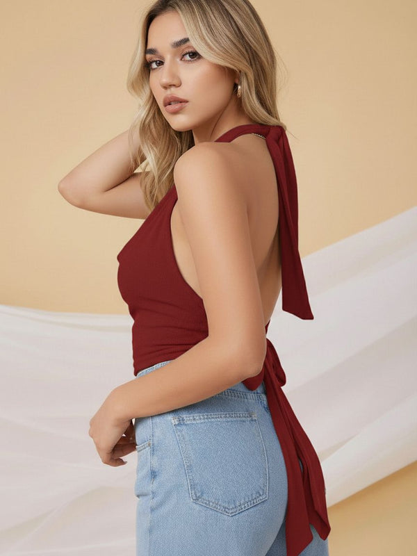 maroon top