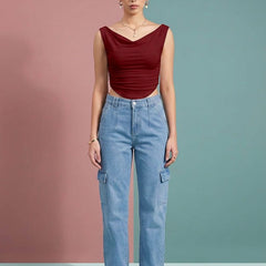 maroon top