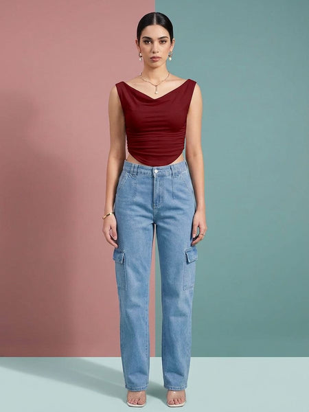 maroon top