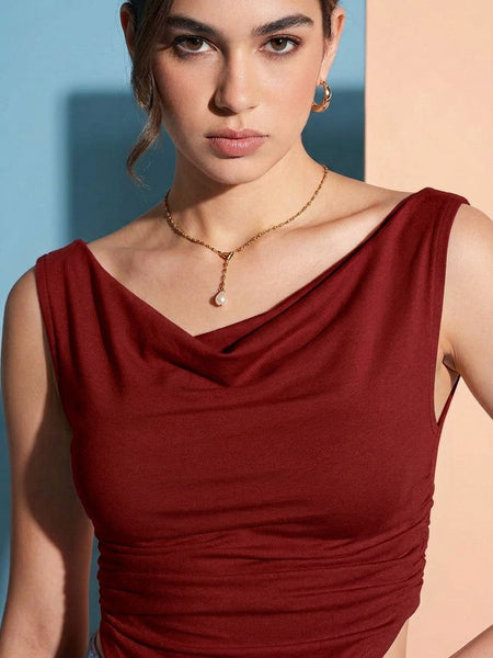 maroon top