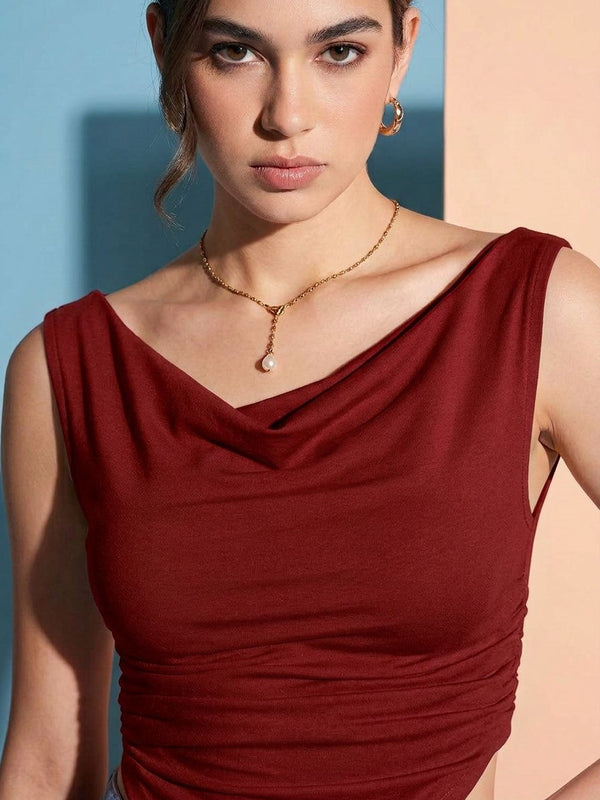 maroon top