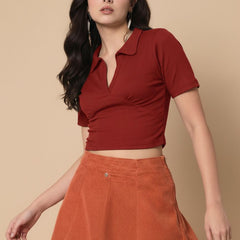 maroon top