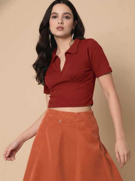 maroon top