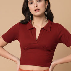 maroon top