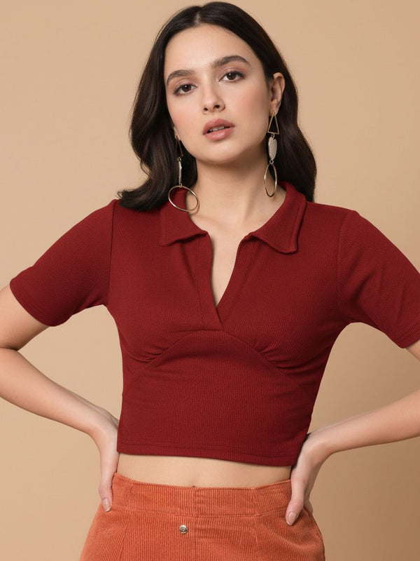 maroon top