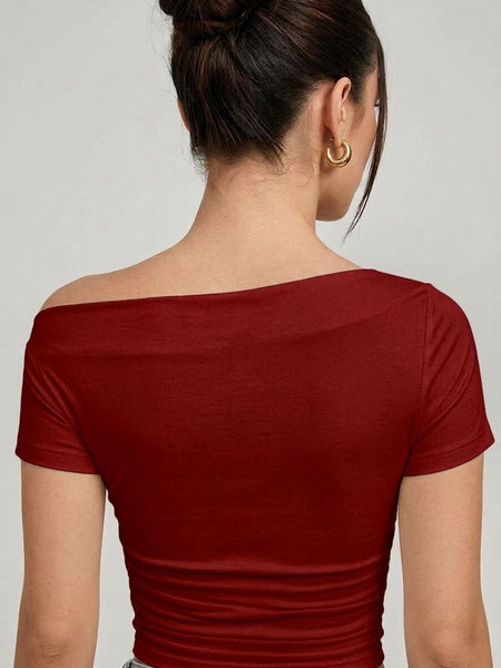 maroon top