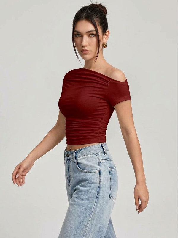 maroon top