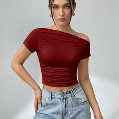 maroon top