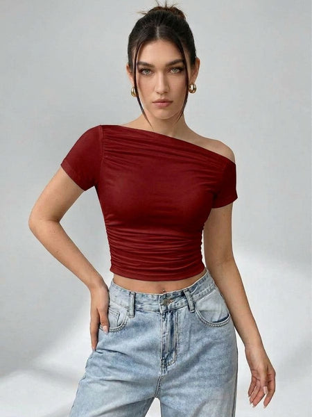 maroon top