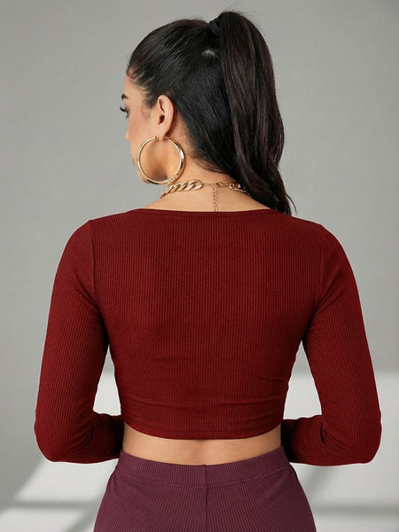 maroon top