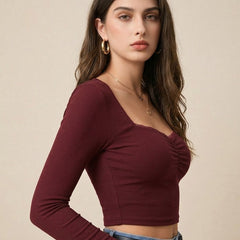 maroon top