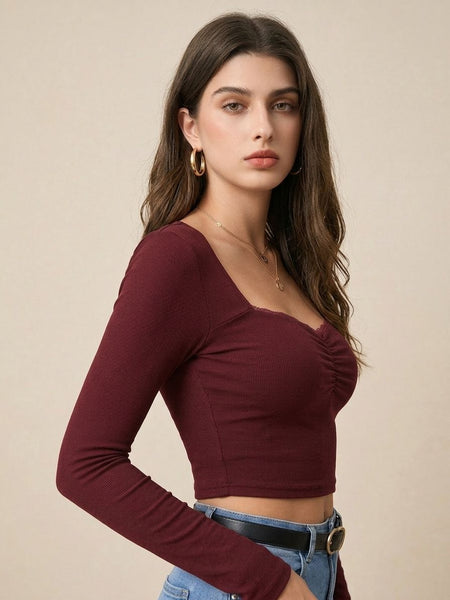 maroon top