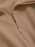 Istyle Can Beige Women's Top Solid Long Sleeve Ribbed Asymmetric Hem Casual T-Shirt Istyle Can