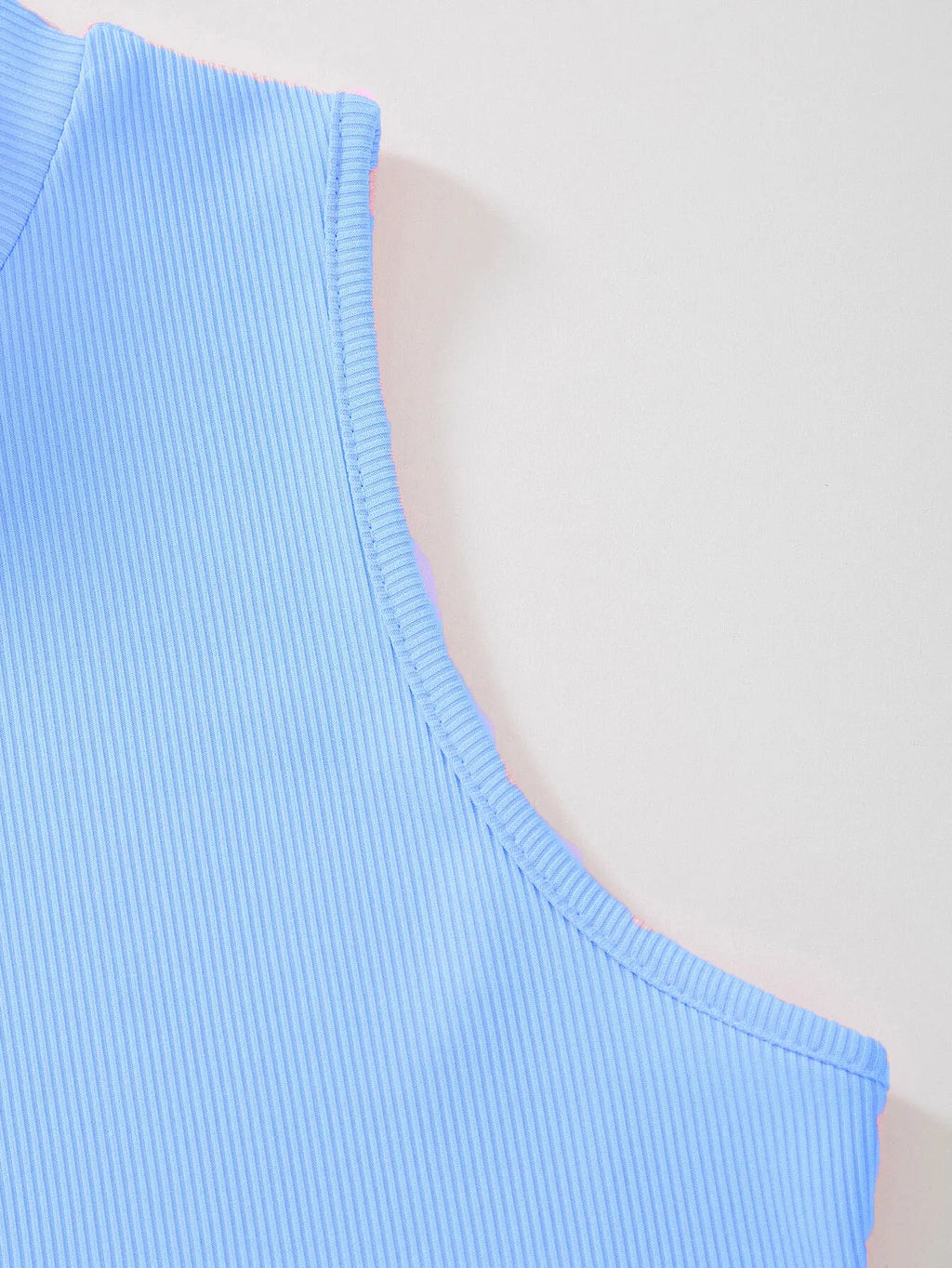 Women's & Girls Sky Blue Solid Mock Neck Rib/Knit Sleeveless Stretchable Slim Fit Crop Tank Top Istyle Can