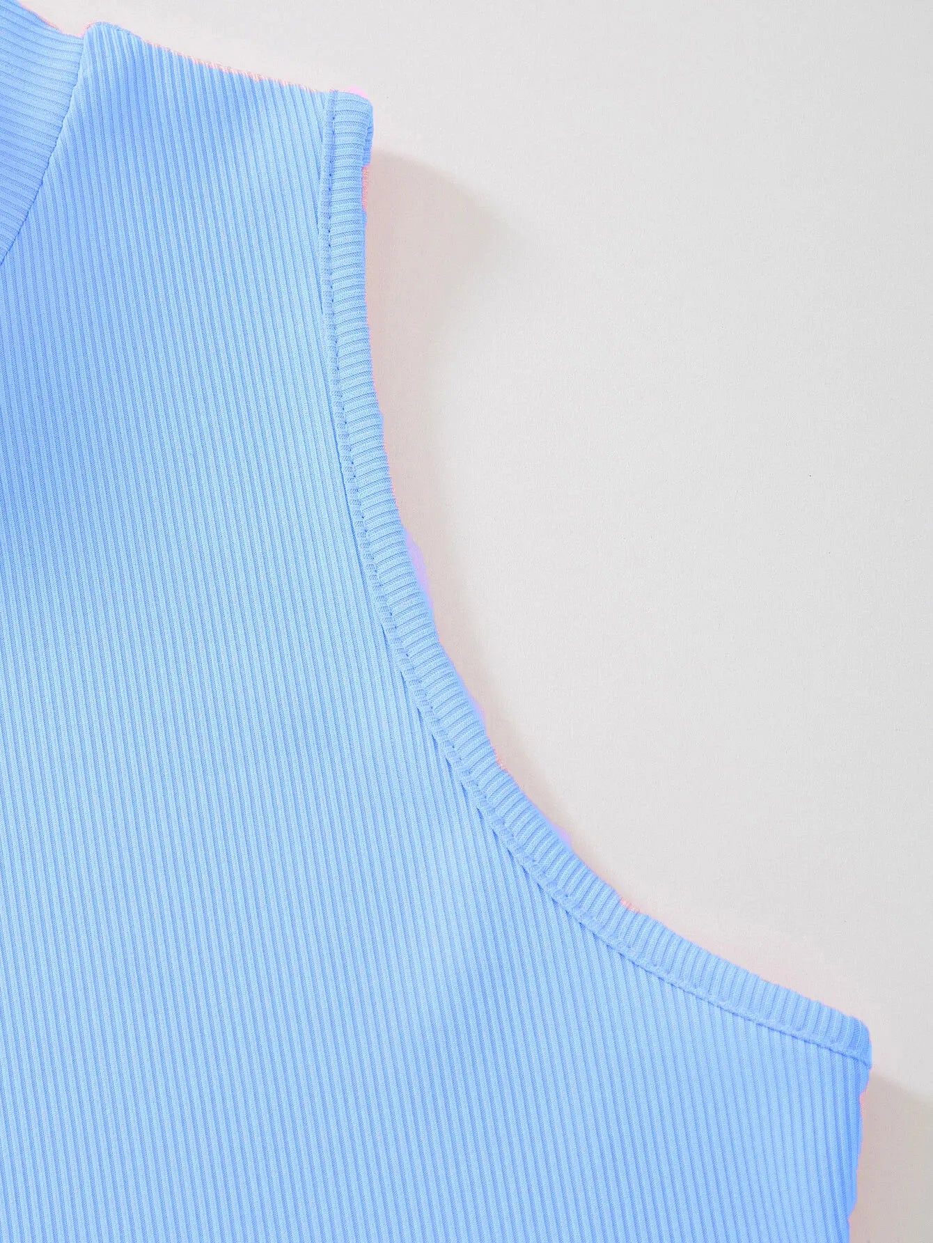 Women's & Girls Sky Blue Solid Mock Neck Rib/Knit Sleeveless Stretchable Slim Fit Crop Tank Top Istyle Can