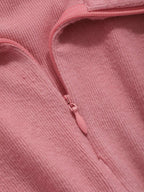 Istyle Can Soft Pink Women's Top Solid Long Sleeve Ribbed Asymmetric Hem Casual T-Shirt Istyle Can