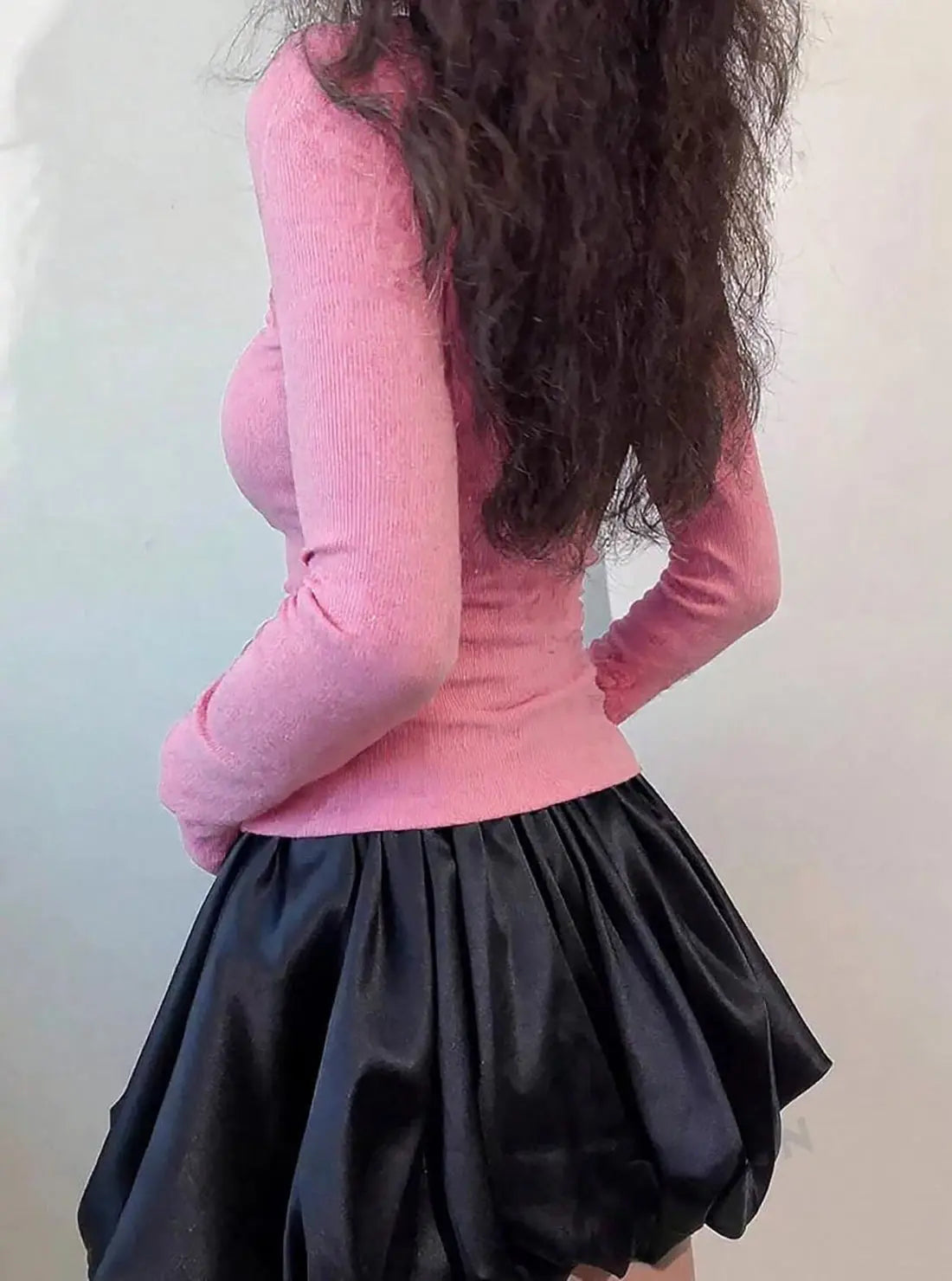 Istyle Can Soft Pink Women’s Ribbed Square Neck Puff Sleeve Top Secondary image