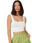 Women's & Girls' Solid White Ribbed Square Neck Slim Fit Crop Tank Tops Istyle Can