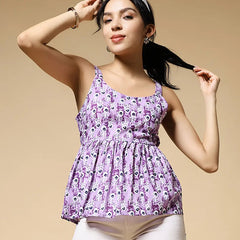 Istyle Can Purple Peacock Motif Jaipuri Cotton Printed Scoop Neck Strappy Sleeveless Top for Women My Store