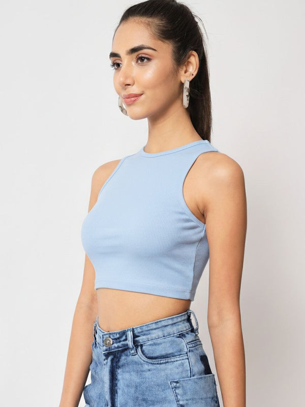 light blue top