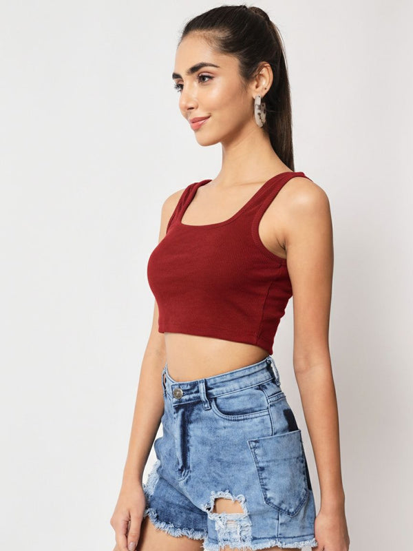 maroon top