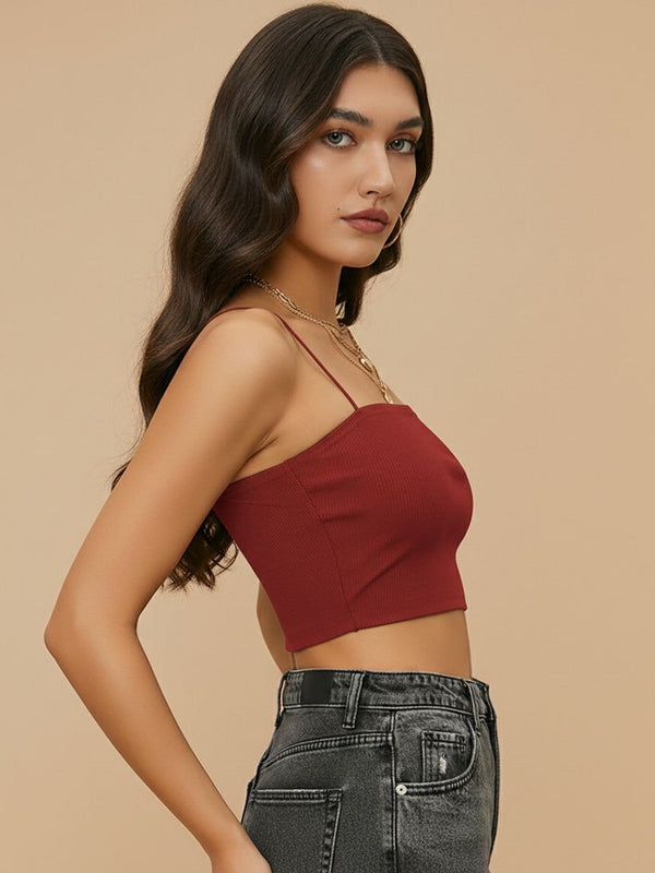 maroon top