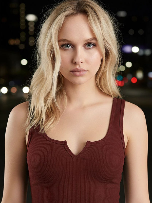 maroon top