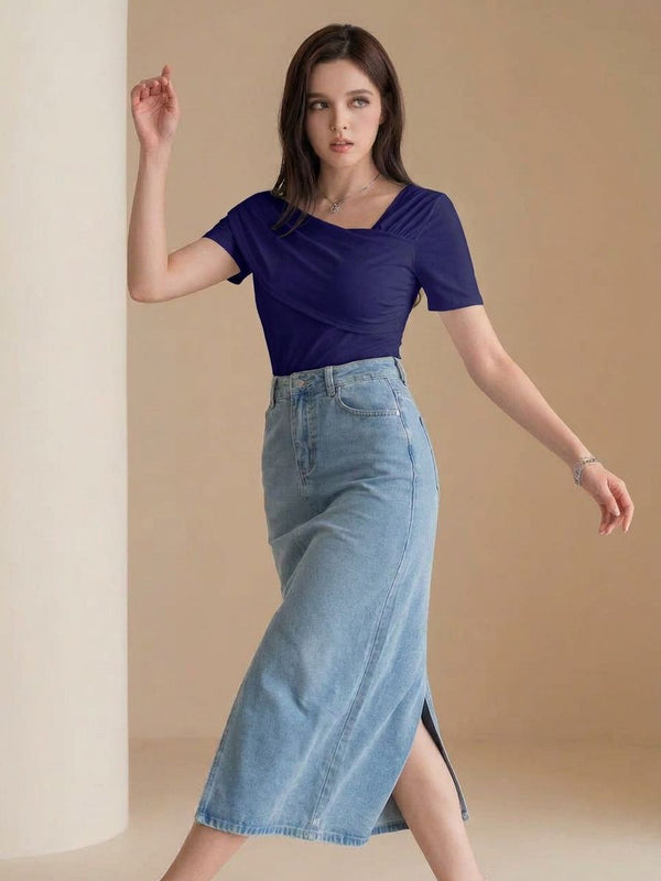 dark blue top