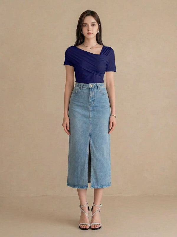 dark blue top