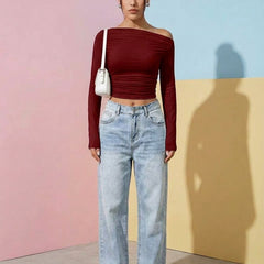 maroon top