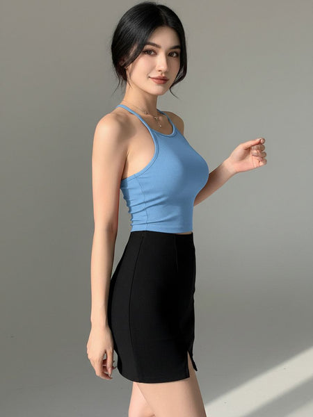 light blue top